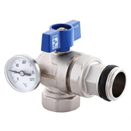 Кран с американкой KR-1033-Gi/1''/"антипротечка"/с термометром (KR2894)